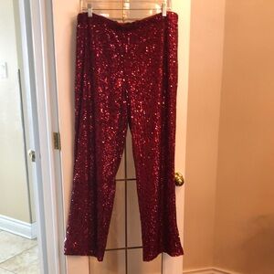 Red Sequin Pants